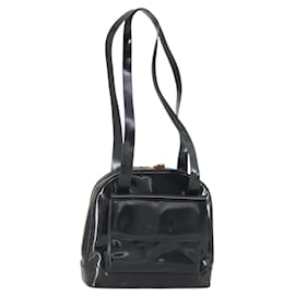 Borsa Tote Bamboo GUCCI Pelle lucida Nera Oro 001 3444 1650 Auth 153194