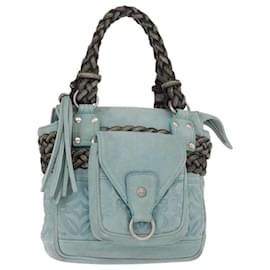 LOEWE Borsa a Mano Anagram in Pelle Scamosciata Blu Turchese Argento Autentica 156184