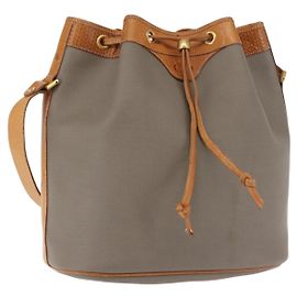Bolso de Hombro Christian Dior de Cuero PVC Gris Dorado Auth ti3433