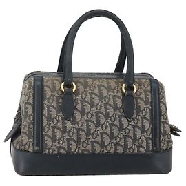 Christian Dior Trotter Canvas Handtasche Marinegold Auth gh760