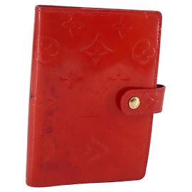 LOUIS VUITTON Cubierta de Planificador PM Monogram Vernis Roja R21003 Auth 145054