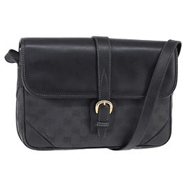 Borsa a Spalla GG Canvas Gucci Nero Oro 001 261 0613 Auth 144610