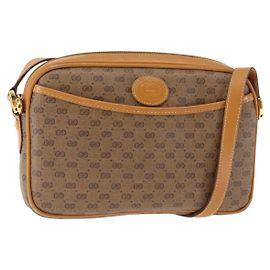 Bolso de hombro de lona Micro GG Gucci en cuero PVC beige Auth ki6069