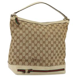 Borsa Pretty Sherry Line in tela GG Gucci beige e oro 257064 Auth 146262