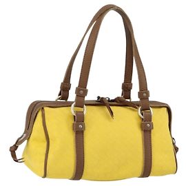 Autre Marque BOLSA DE MÃO EM CANVAS INTRECCIATO BOTTEGA VENETA AMARELO DOURADO Auth hk3145