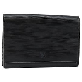 LOUIS VUITTON Epi Pochette Cintura Borsa a Vita Nera M52602 LV Auth ep11253