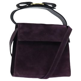 Borsa a mano Vala in suede 2 in 1 Salvatore Ferragamo Viola Oro Auth bs30438
