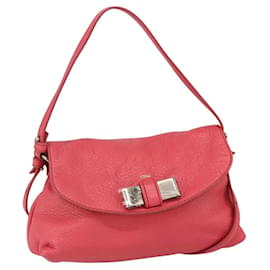 Chloé Borsa a Mano Chloe Lily in Pelle 2 in 1 Rosa Argento Auth BA7367V