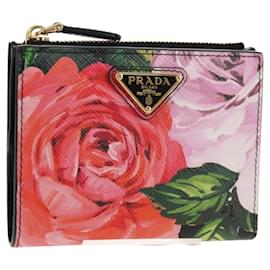 Portafoglio Bifold in Pelle Rosa Autentico PRADA 136570V