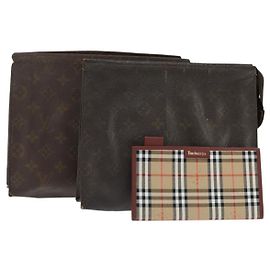 Autre Marque Borsa Clutch Monogram di Louis Vuitton Burberrys Vintage in PVC 3Set Beige Auth am9305