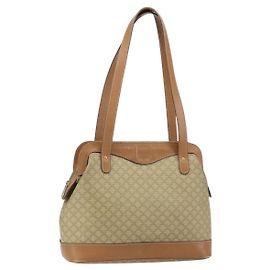 Céline Bolso de Hombro de Lona Macadam CELINE PVC Beige Oro Auth gh1093