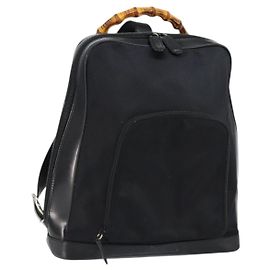Borsa Gucci Bamboo in nylon smaltato 2way nera argento 003 2058 0059 5 Auth gh1147