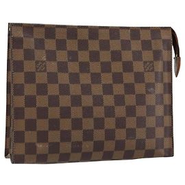 LOUIS VUITTON Poche Toilette 26 Damier Ebene N47543 Auth LV 148144