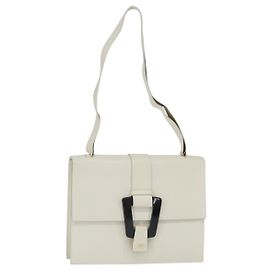 Borsa a Spalla in Pelle Bianca e Oro Auth BA7470 di GUCCI