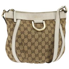 Gucci Borsa a Spalla Abbey in Tela GG Beige Oro 203257 Auth 150275