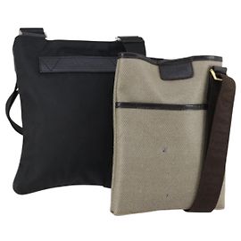 Borsa a Spalla Salvatore Ferragamo PVC Nylon 2 Set Beige Nero Auth 121346