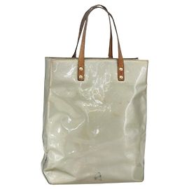LOUIS VUITTON Monogram Vernis Reade MM Borsa a Mano Grigia M91142 LV Auth BA7439
