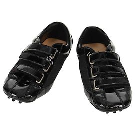 Scarpine per bambino Christian Dior Trotter in tela nera Auth 148885V