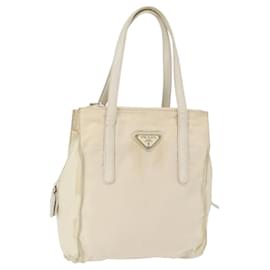 PRADA Borsa a mano in nylon bianco argento Auth bs30724