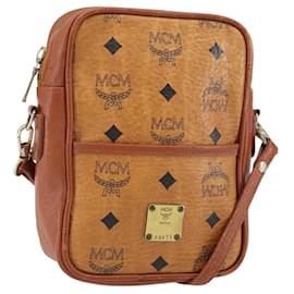 Borsa a Spalla MCM Logogram Vicetos in Pelle PVC Marrone Oro Auth BA7515