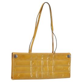 CHANEL Borsa a Spalla Choco Bar Smalto Giallo CC Auth 152372