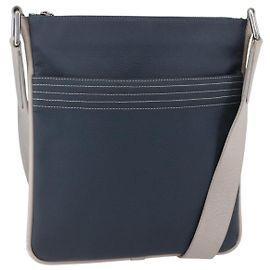 LOEWE Borsa a Spalla Anagramma PVC Blu Navy Argento Auth ep11921