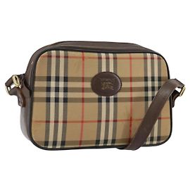 Autre Marque Borsa a Spalla Burberrys Nova Check in Tela Beige Oro Auth 151396