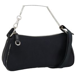 Christian Dior Hardcore Schultertasche Nylon Silber Schwarz Auth ep11778