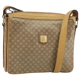 Céline Borsa a Spalla in Tela Macadam CELINE PVC Beige Oro Auth 149632