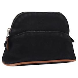 HERMES Bolide Pouch Mini Mini Pouch Canvas Schwarz Gold Auth BA8465 - Hermès