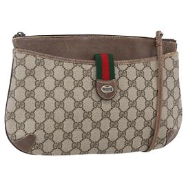 Borsa Gucci GG Supreme Web Sherry Line in PVC Beige Oro Rosso 904 02 026 Auth ka287