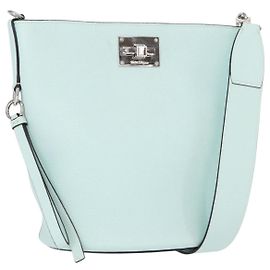Salvatore Ferragamo Bolso de Hombro Gancini de Cuero Azul Claro Plateado Auth 153957