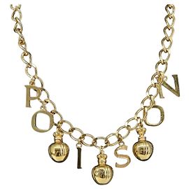 Collana a catena Christian Dior in metallo dorato Auth am9415V