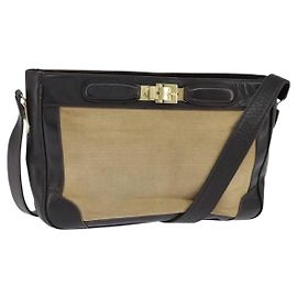 Céline Borsa a Spalla CELINE in Tela Beige Oro Auth 149192