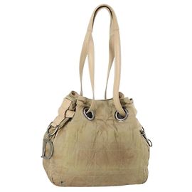 Borsa a Spalla Canage in Nylon Beige Christian Dior Auth bs30247