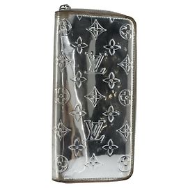 Louis Vuitton Spiegel Zippy Geldbörse Vertikal Silber M80808 Authentisch bs30443