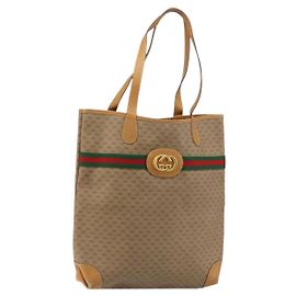 GUCCI Micro GG Supreme Web Sherry Line Bag PVC Beige 002 904 0131 Auth gh1123