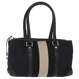 Bolsa de mão em canvas GG Gucci Preto Prata 000 0851 3754 Auth 155656