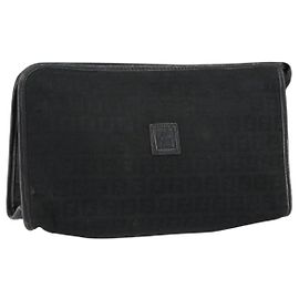 Borsa clutch in tela Zucchino FENDI nera Auth 153013