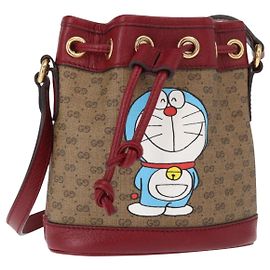GUCCI Micro GG Supreme Doraemon Kollaborationshandtasche aus PVC Beige 647801 Auth 146566SM