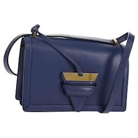 Borsa a Spalla LOEWE Barcelona in Pelle Blu Oro Auth ka587V - Loewe