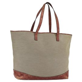 Borsa Tote GUCCI in tela e pelle beige 297435 Auth 151454