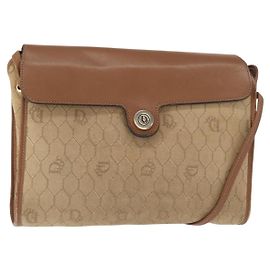Borsa a Spalla in Tela Honeycomb PVC Beige Oro Auth 151672 Christian Dior