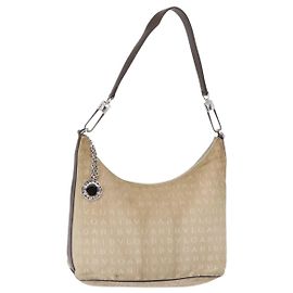 Bulgari Borsa a Spalla BVLGARI in Tela Beige Argento Autentica 151725