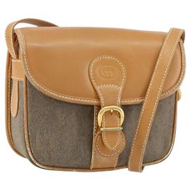 Borsa a Spalla GUCCI in Tela Pelle Beige Oro 007 23 0125 Auth BA8219