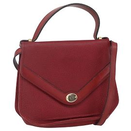 Borsa a mano in pelle Christian Dior 2 in 1 Rossa Oro Auth BA8209