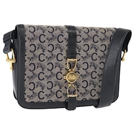 Céline Borsa a Spalla Celine C Sulky Blu Navy Oro Auth 154468