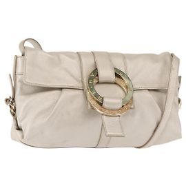 Bulgari Borsa a Spalla BVLGARI Chandra in Pelle Argento Oro Auth hk3110
