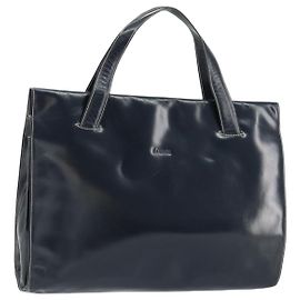 Bolso de mano LOEWE de cuero azul marino y dorado Auth bs31051