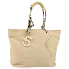 CHANEL Borsa a Mano in Tela Beige Argento CC Auth 147412